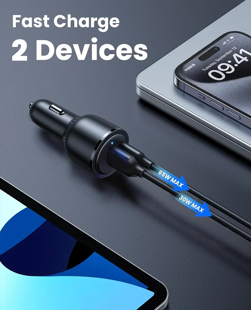 125W Max Fast Car Charger - 2 Ports - Image 8